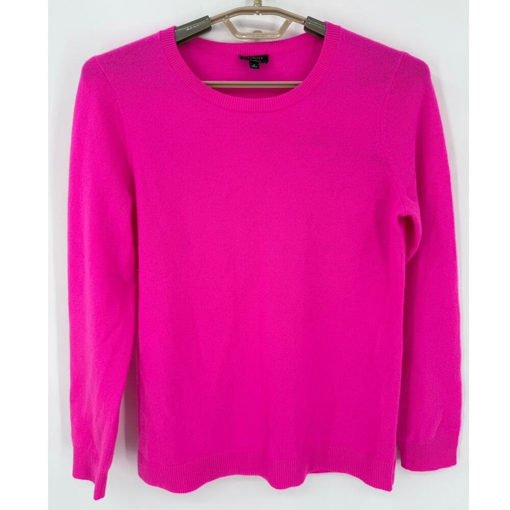 Talbots 100% Cashmere Sweater Hot Pink Crew neck Size Medium